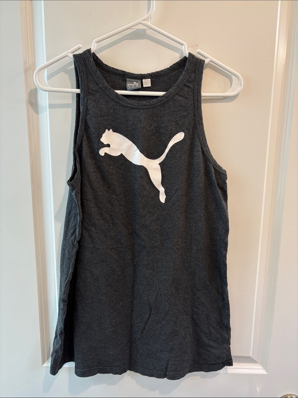 Puma Charcoal Gray Tank with White Cat Logo